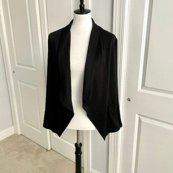 Banana Republic Black Open Front Waterfall High Low Blazer Jacket Medium - Picture 1 of 5